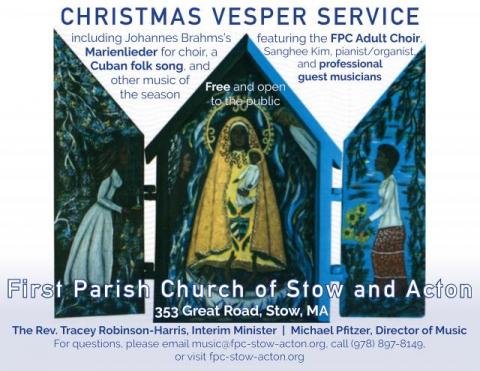 special vesper holiday service acton stow 00pm 3rd sunday december