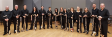 Group photo of the Improbable Beasts bass clarinet ensemble.